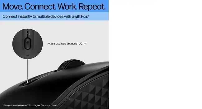 HP 420 Programmable Bluetooth Mouse, Ambidextrous, Bluetooth, 4000 DPI, Black