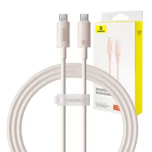 Greitojo įkrovimo laidas "Baseus" USB-C į USB-C "Habitat" serijos 1 m 100 W (rožinis)
