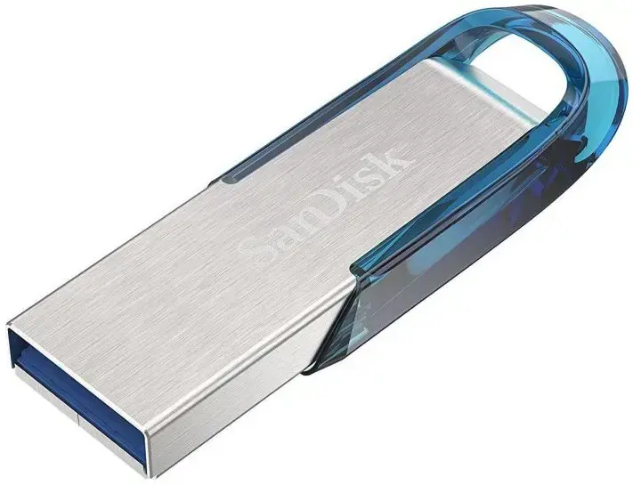 "SanDisk Ultra Flair", 128 GB, USB 3.0, 150 MB/s, skaitymo greitis - tropinė mėlyna ; EAN:619659163082