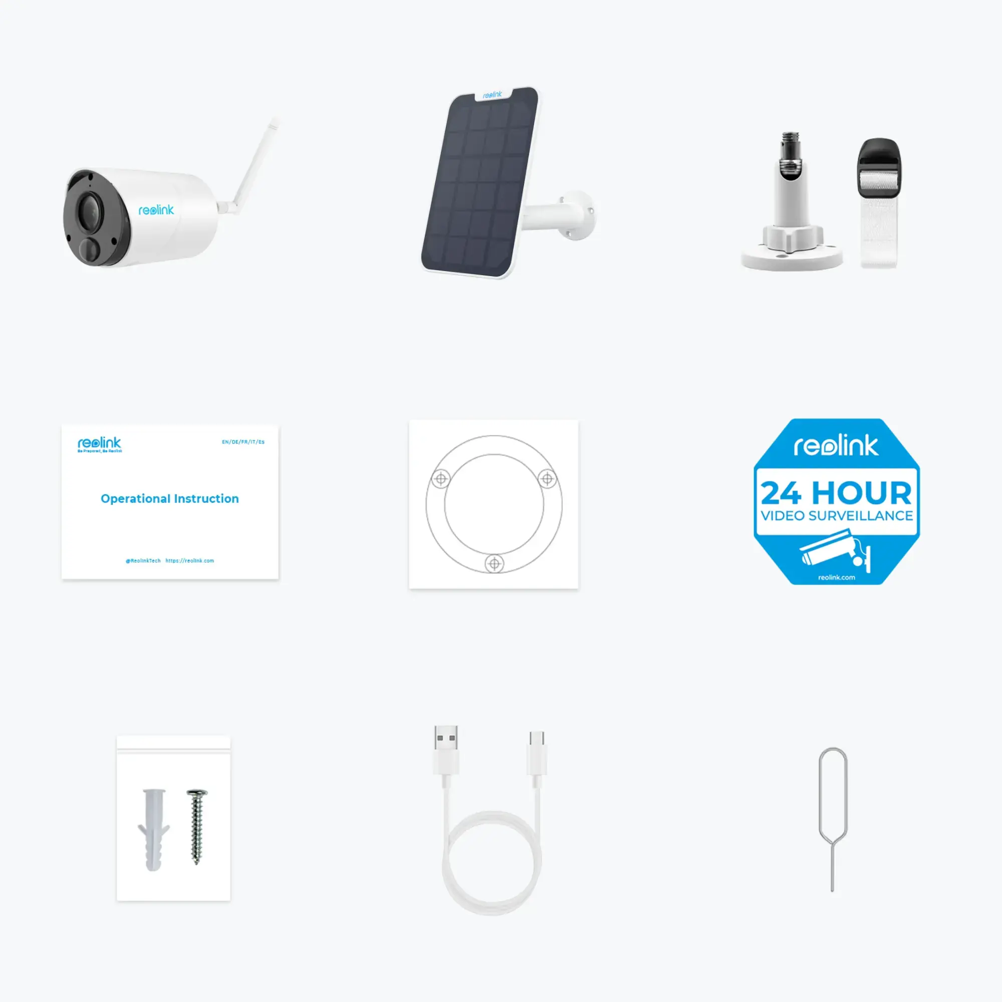 Reolink Argus Series B320 with Solar Panel - 3MP Outdoor Battery-Powered Security Camera with Person/Vehicle Detection, Two-Way Audio, IP security camera, Indoor & outdoor, Wireless, Wall, White, Bullet