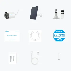 Reolink Argus Series B320 with Solar Panel - 3MP Outdoor Battery-Powered Security Camera with Person/Vehicle Detection, Two-Way Audio, IP security camera, Indoor & outdoor, Wireless, Wall, White, Bullet