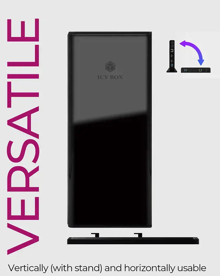 ICY BOX IB-DK2251AC Daugiafunkcinė nešiojamųjų ir asmeninių kompiuterių prijungimo stotelė