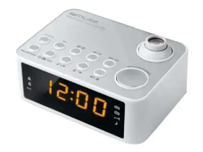 Radijo laikrodis "Muse" M-178PW Baltas, 0,9 colio gintaro spalvos LED, su reguliatoriumi