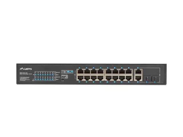 LANBERG RSFE-16P-2C-150 Komutatorius 16x 100Mb PoE+/2x Combo Gigabit 150W nevaldomas