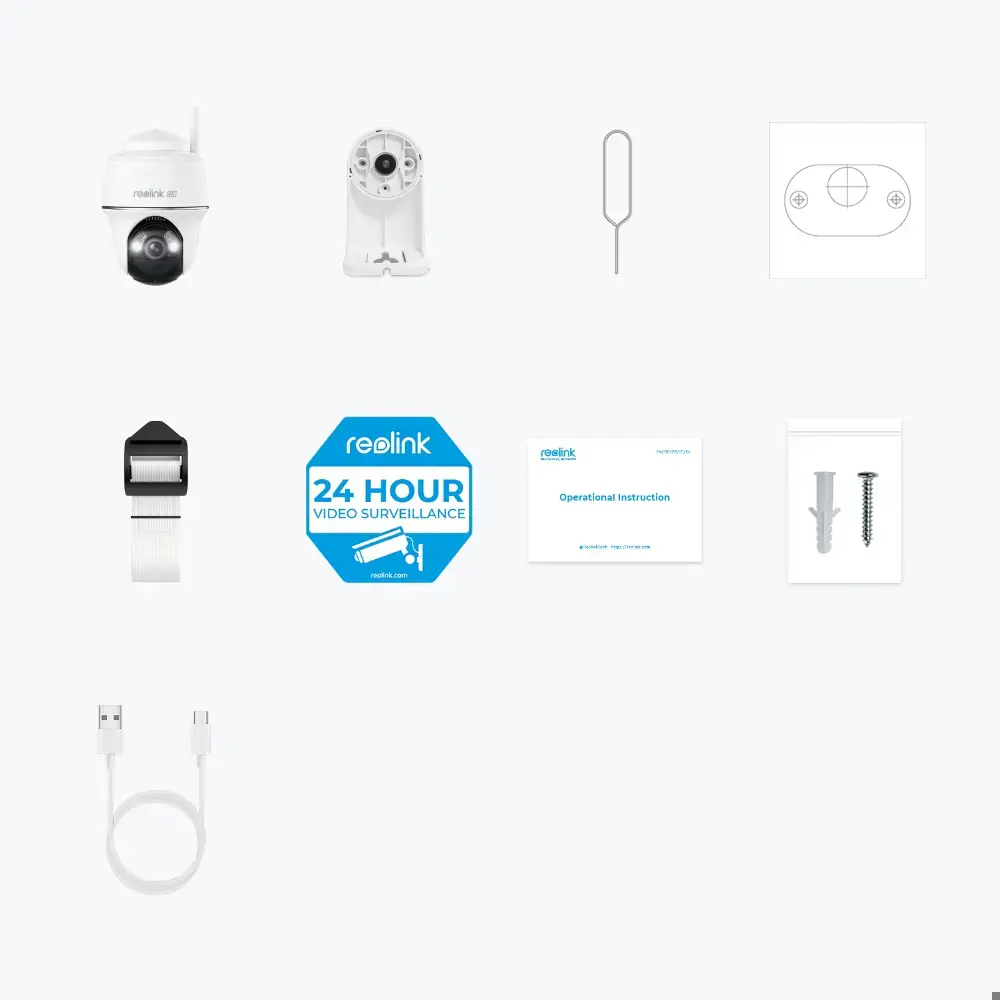 Reolink Argus Series B440 - 4K Outdoor Battery Camera, Pan & Tilt, Person/Vehicle/Animal Detection, Color Night Vision, IP security camera, Indoor & outdoor, Wireless, Ceiling, White, Dome