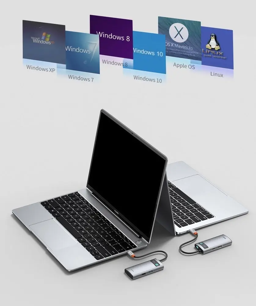 Baseus Metal Gleam 4in1 multifunctional HUB USB Type C - USB Type C Power Delivery 100 W | HDMI 4K 30 Hz | 1x USB 3.2 Gen 1 | 1x USB 2.0 (CAHUB-CY0G)