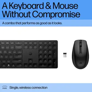 HP 655 Wireless Mouse Keyboard Combo, spill resistant - Black - US ENG