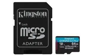 KINGSTON 64 GB MICROSDXC CANVAS GO! PLUS GEN4 200MB/S A2 U3 V30 CARD + ADAPTER