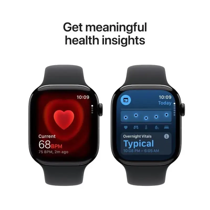 Apple Watch Series 11 GPS + Cellular 46mm Jet Black Aluminium Case with Black Sport Band - M/L | Smart watch | LTPO OLED Always-On Retina | Waterproof | Jet Black