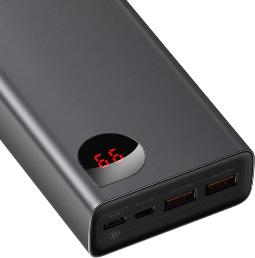"Baseus Adaman Metal Powerbank" 20000mAh PD QC 3.0 65W 2xUSB + USB-C + micro USB (juodas)