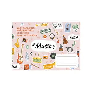 Muzikos natų sąsiuvinis, A5, Vidinių lapų gramatūra – 70 g/m2.