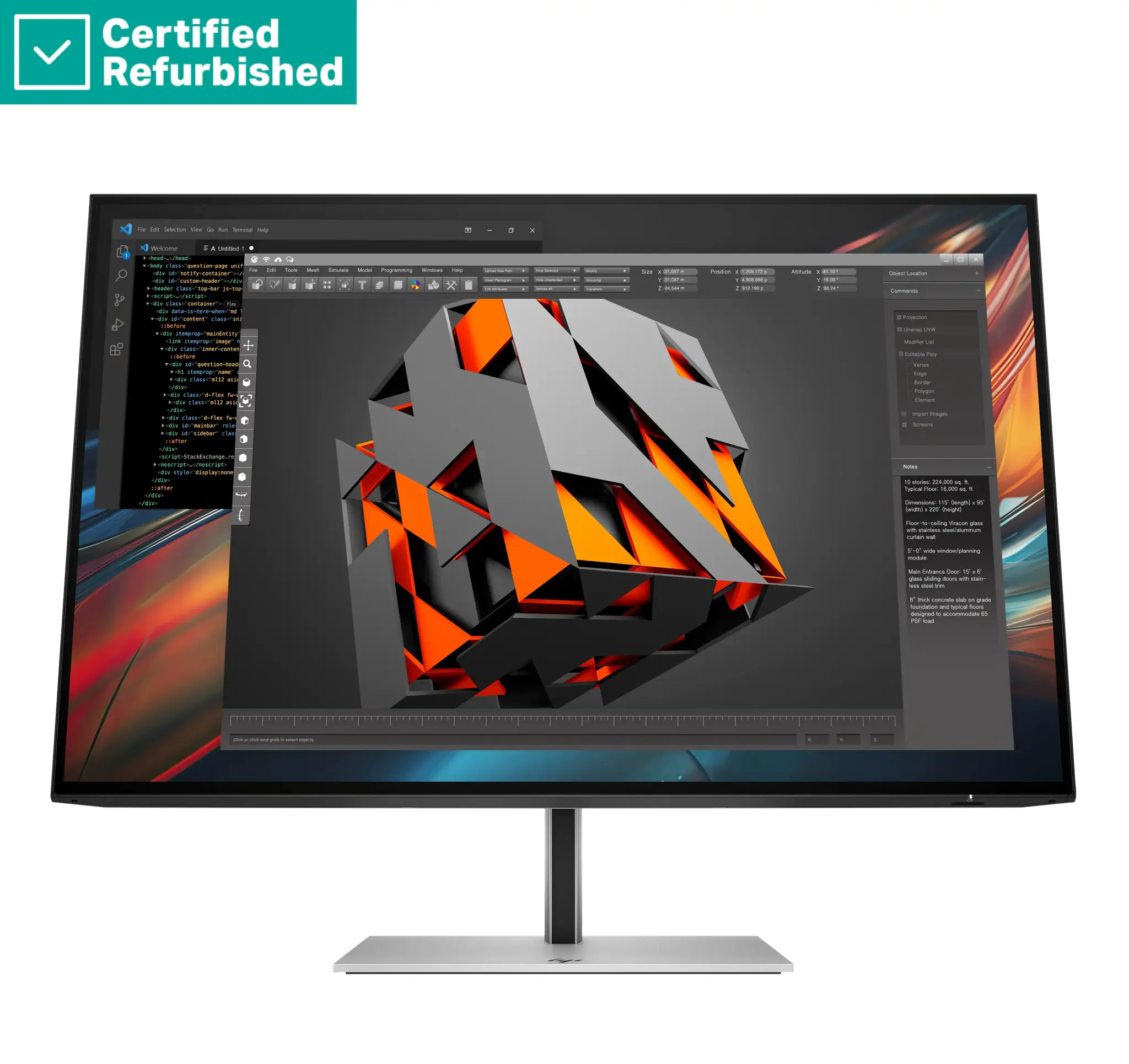 RENEW SILVER HP 724pu Series 7 Pro WUXGA Charging Monitor - 24" 1920x1200 WUXGA 350-nit 100Hz AG, IPS, USB-C(100W)/HDMI/DisplayPort Daisy-Chain, 4x USB-A, RJ-45 LAN, height adjustable/tilt/swivel/pivot, 1 years (replaces Z24u G3)