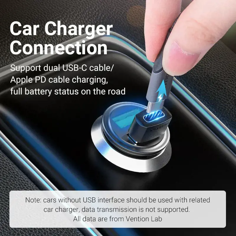 "Vention" USB 2.0 vyriškos ir USB-C moteriškos lyties adapteris Juodas PVC tipas, USB A, USB C, juodas