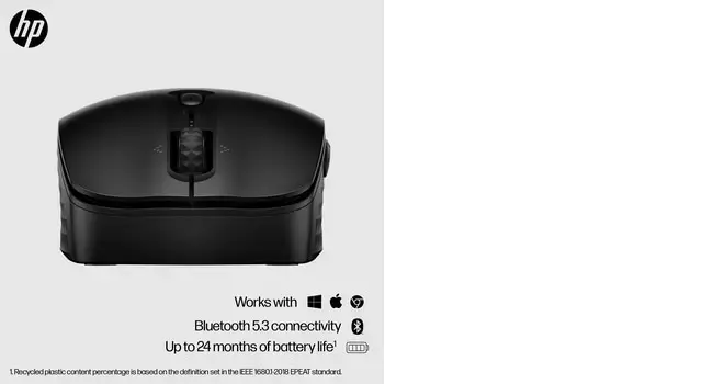 HP 420 Programmable Bluetooth Mouse, Ambidextrous, Bluetooth, 4000 DPI, Black