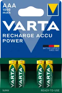 Varta -5703B/4, Įkraunama baterija, AAA, nikelio-metalo hidrido (NiMH), 1,2 V, 4 vnt., 1000 mAh