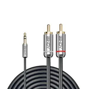 "Lindy" 10M PHONO AUDIO KABELYS, CROMO LINE, 3,5 mm, vyriškas, 2 x RCA, vyriškas, 10 m, antracito spalvos