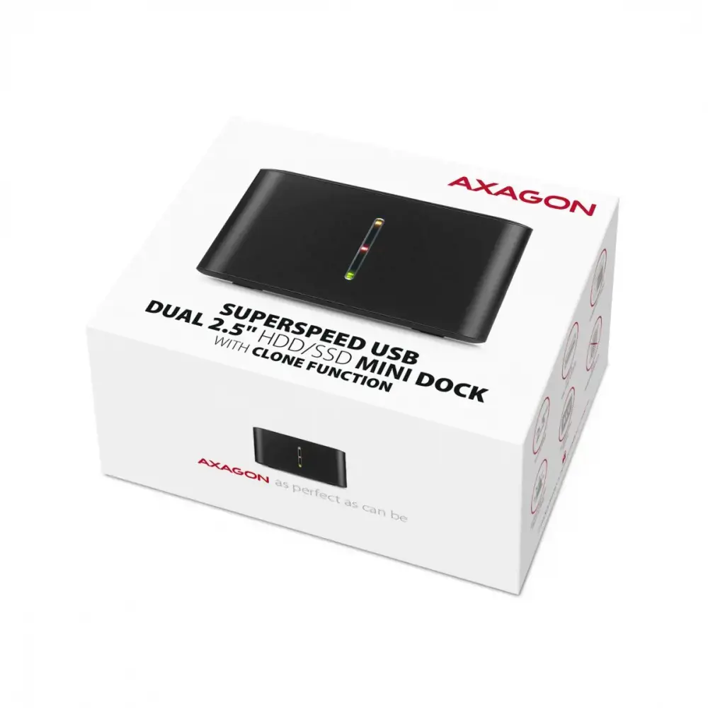 AXAGON ADSA-D25 USB 3.2 Gen 1 - 2x SATA 6G 2,5" SSD/HDD CLONE DUAL MINI dokas
