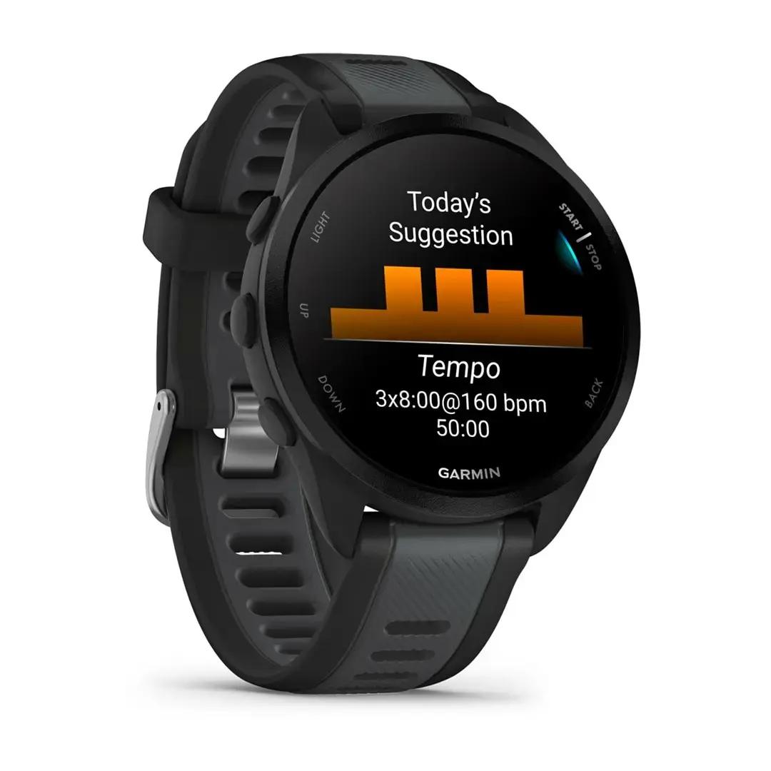 "Garmin Forerunner 165 Music" išmanieji laikrodžiai, juoda/šviesiai pilka