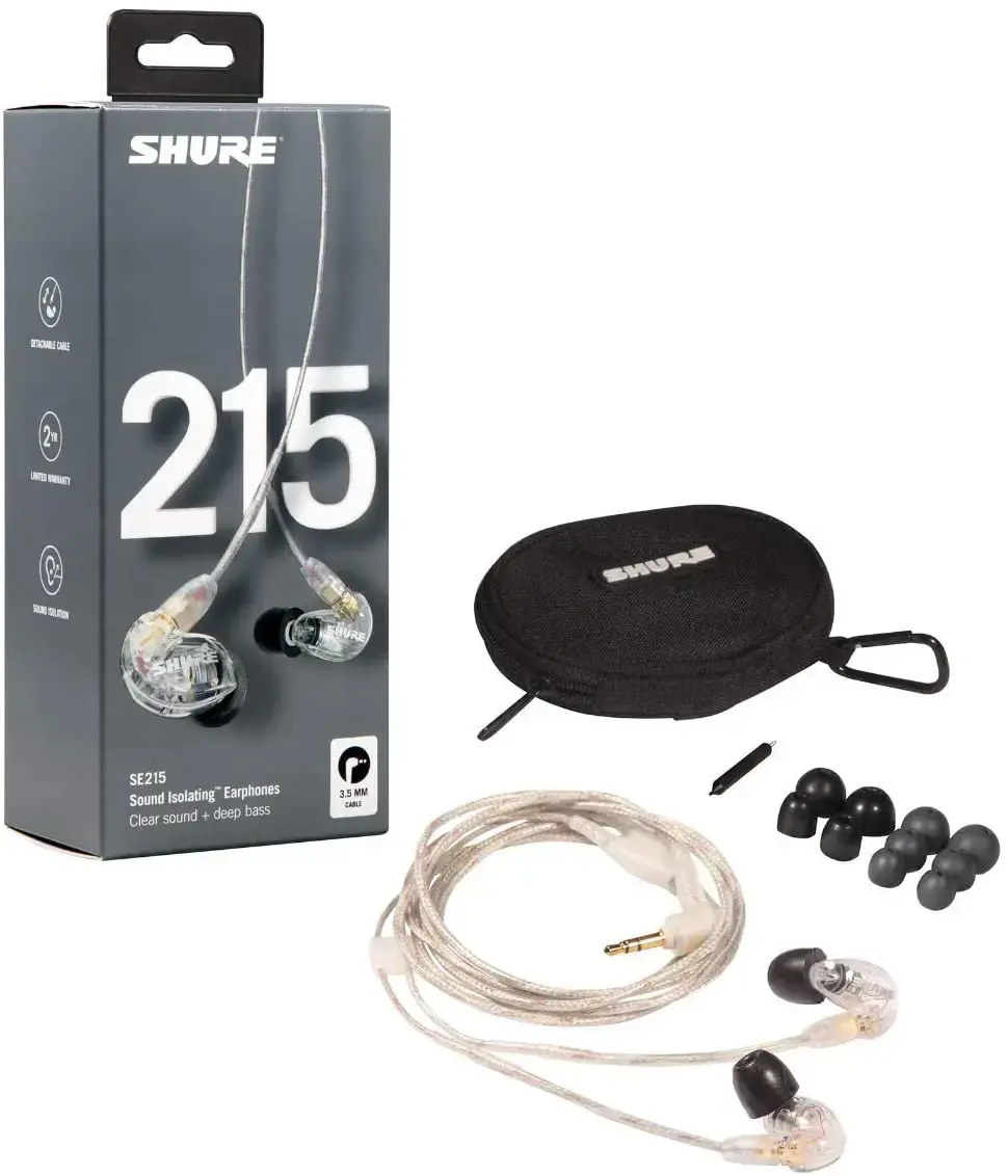 "Shure SE215" ausinės, skaidrios