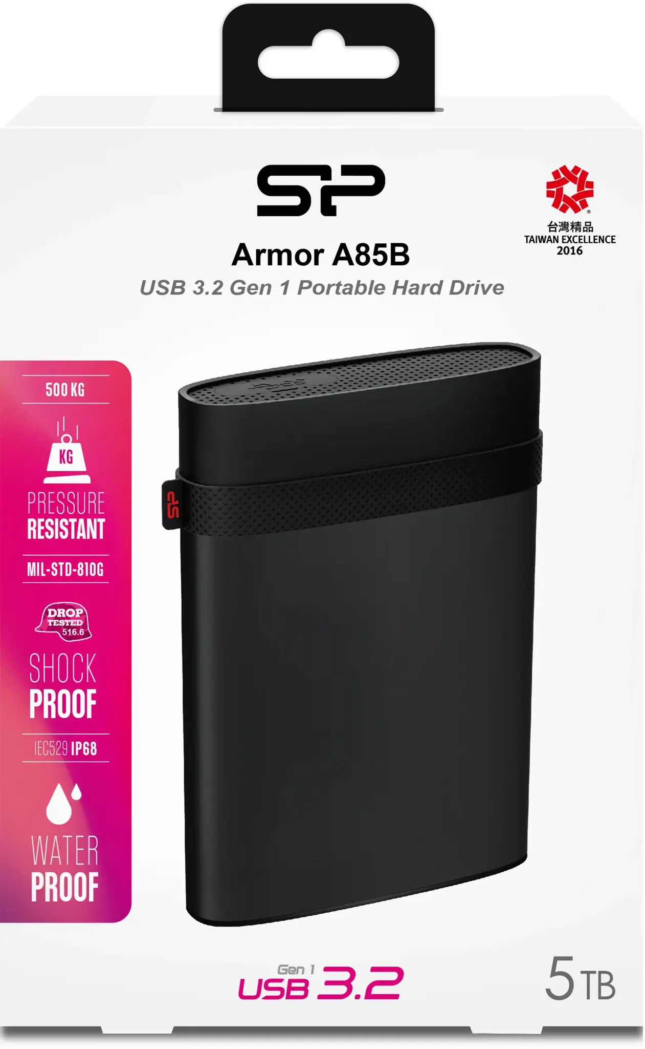 "Silicon Power Armor A85B", 5000 GB, 2,5", 3.2 Gen 1 (3.1 Gen 1), juoda