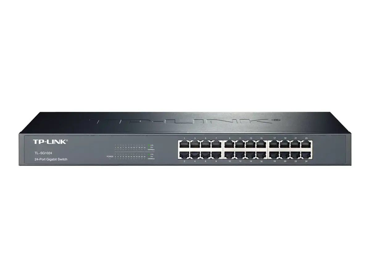 "TP-Link" 24 prievadų "Gigabit" tinklo komutatorius, nevaldomas, "Gigabit Ethernet" (10/100/1000), dvipusis duomenų perdavimas, montuojamas į stovą, 1U