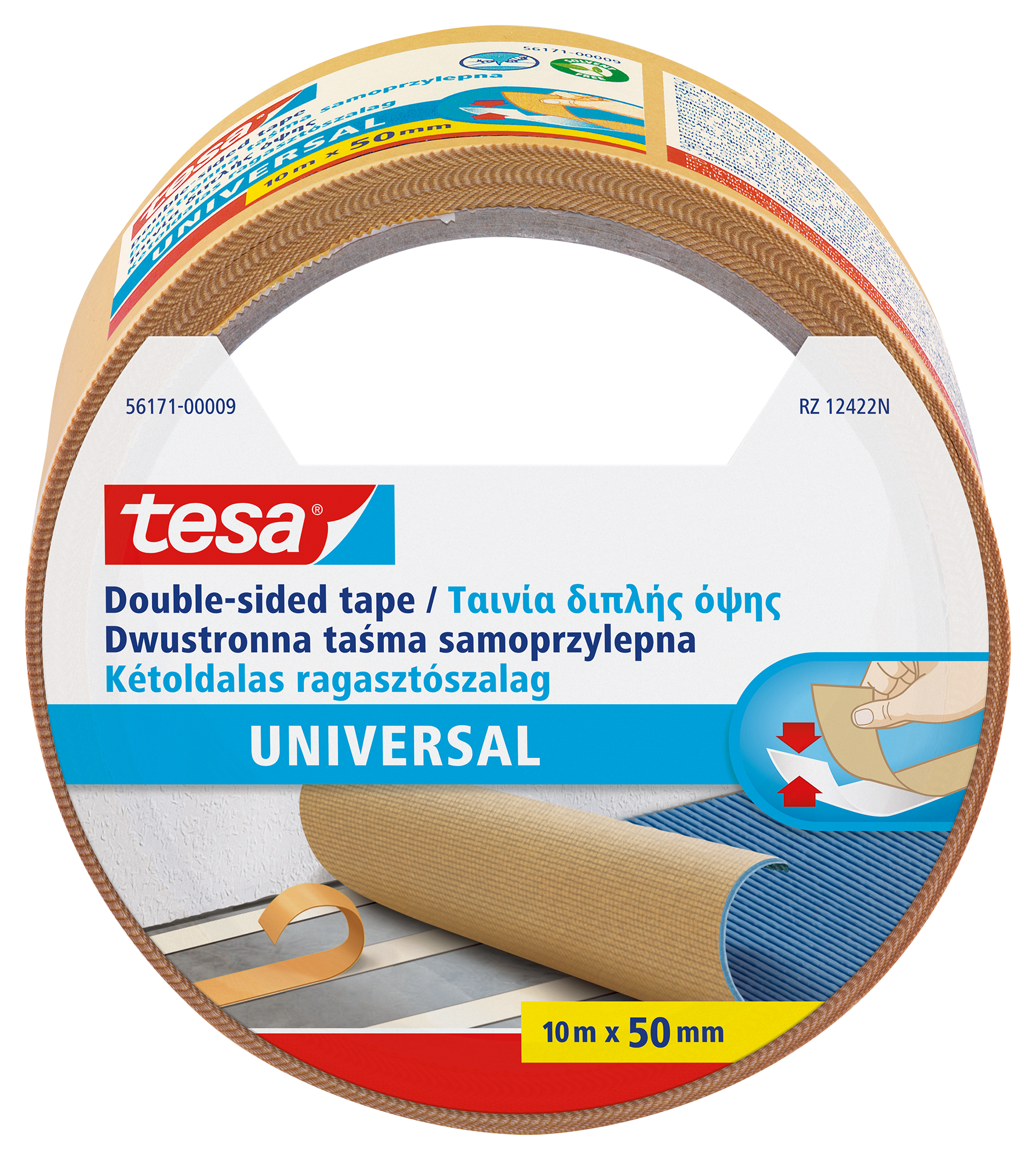 Universali dvipusė lipni juosta TESA, 50mm x 10m