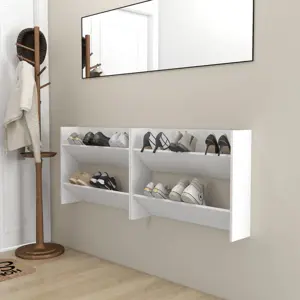Sieninės spintelės batams, 2vnt., baltos, 80x18x60cm, MDP