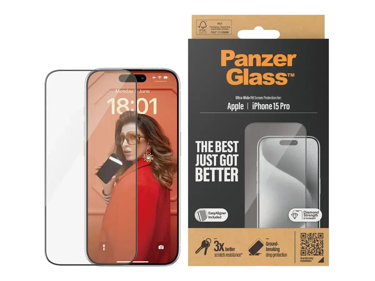 "PanzerGlass" ekrano apsauga "iPhone 2023 6.1 Pro" | Ultra-Wide Fit w. EasyAligner
