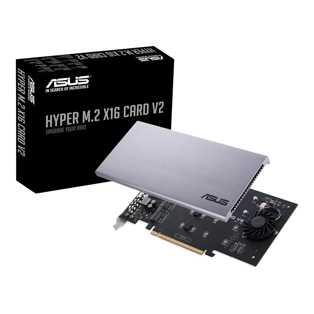 ASUS HYPER M.2 X16 CARD V2, PCIe, M.2, PCIe 3.0, 128 Gb/s, 202 mm, 13 mm