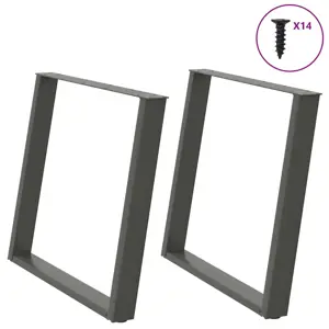Valgomojo stalo kojos, U formos, 2 vnt., antracito spalvos, 100x(72-73) cm, plienas