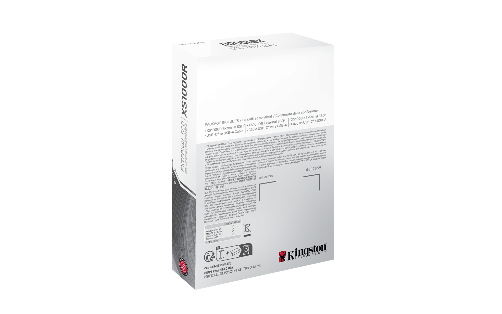 Kingston Technology 2TB XS1000 Red External USB 3.2 Gen 2 Portable Solid State Drive, 2 TB, USB Type-C, 3.2 Gen 2 (3.1 Gen 2), 1050 MB/s, Red