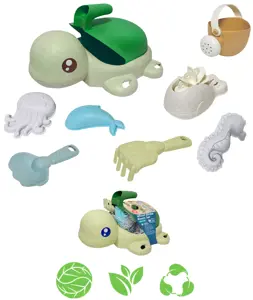 WOOPIE GREEN 2-in-1 smėlio ir vonios rinkinys - Vėžlys, žalias 8 vnt. BIOLOGIŠKAI SUYRANTI ORGANINĖ…