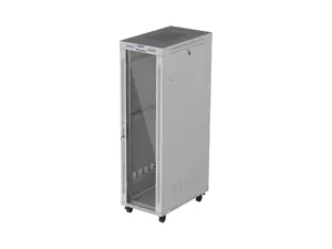 19" 42U 600 × 1000 GREY FLOOR-STANDING RACK CABINET WITH GLASS DOOR AND LCD, LANBERG (FLAT PACK)