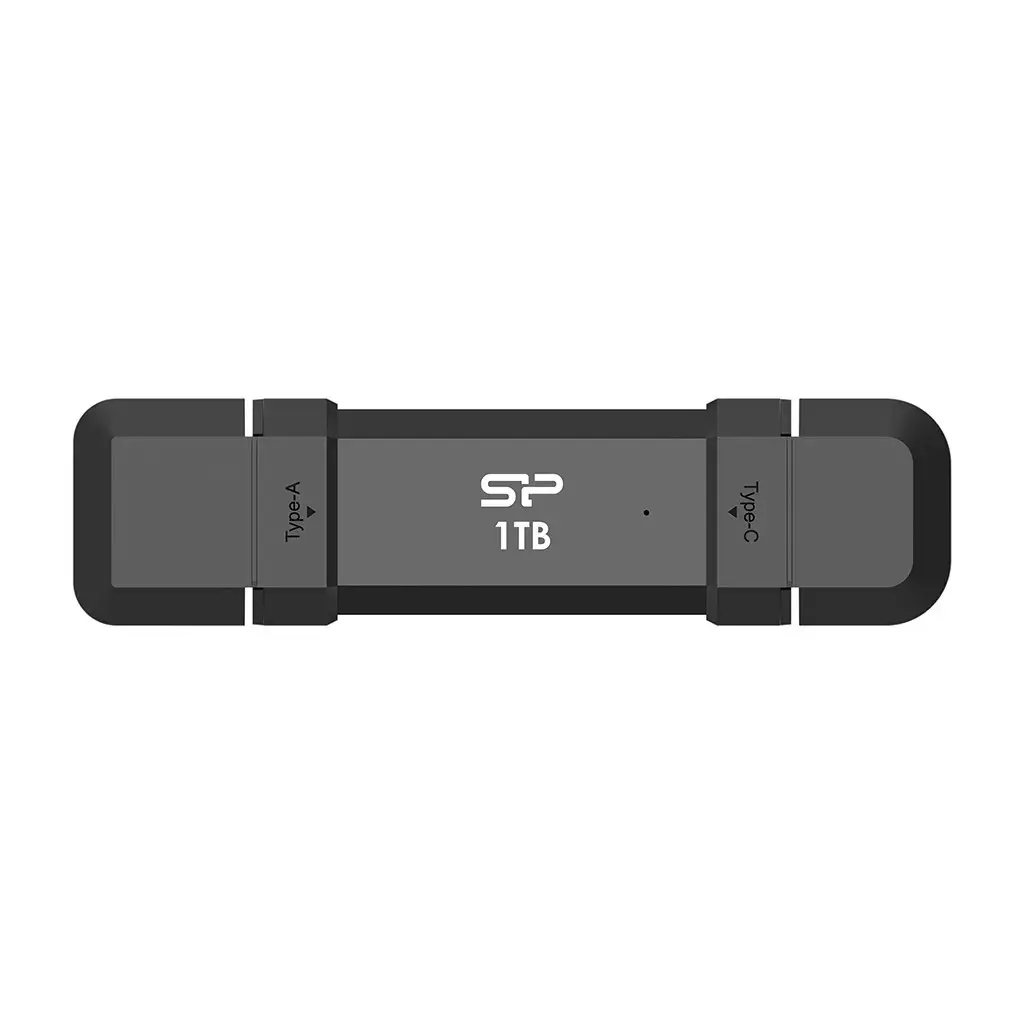 SILICON POWER DS72 Dual USB-C/USB 3.2 Gen 2 Portable External SSD, 1TB, Black
