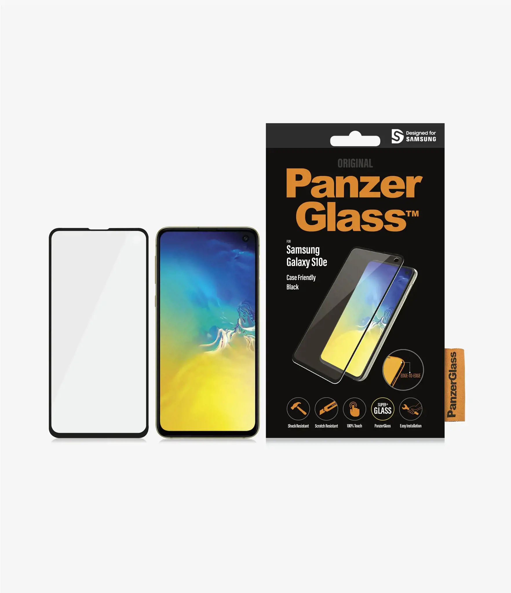 PanzerGlass ™ Samsung Galaxy S10e | Ekrano apsauga Stiklas, Skaidri ekrano apsauga, Samsung, Samsung, Samsung - Galaxy S10e, atsparus įbrėžimams, atsparus smūgiams, skaidrus, 1 vnt.