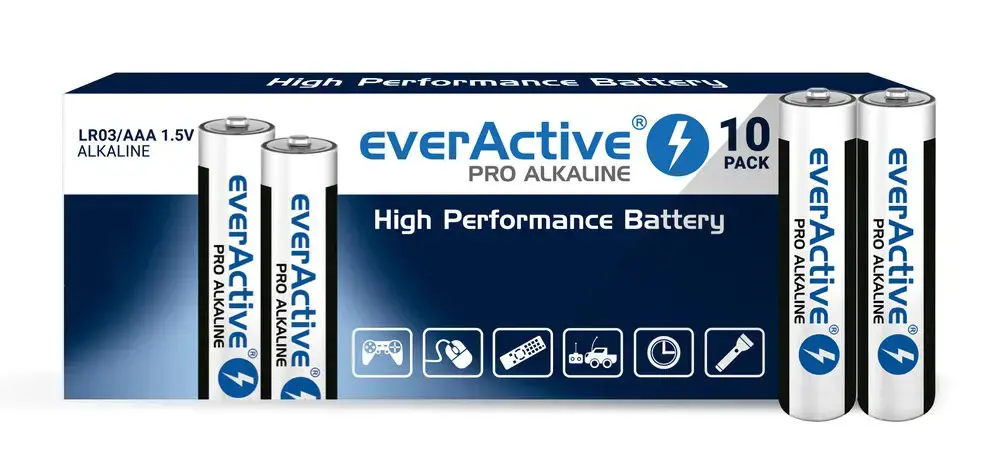 Šarminės baterijos everActive Pro Alkaline LR03 AAA - susitraukianti pakuotė - 10 vnt.