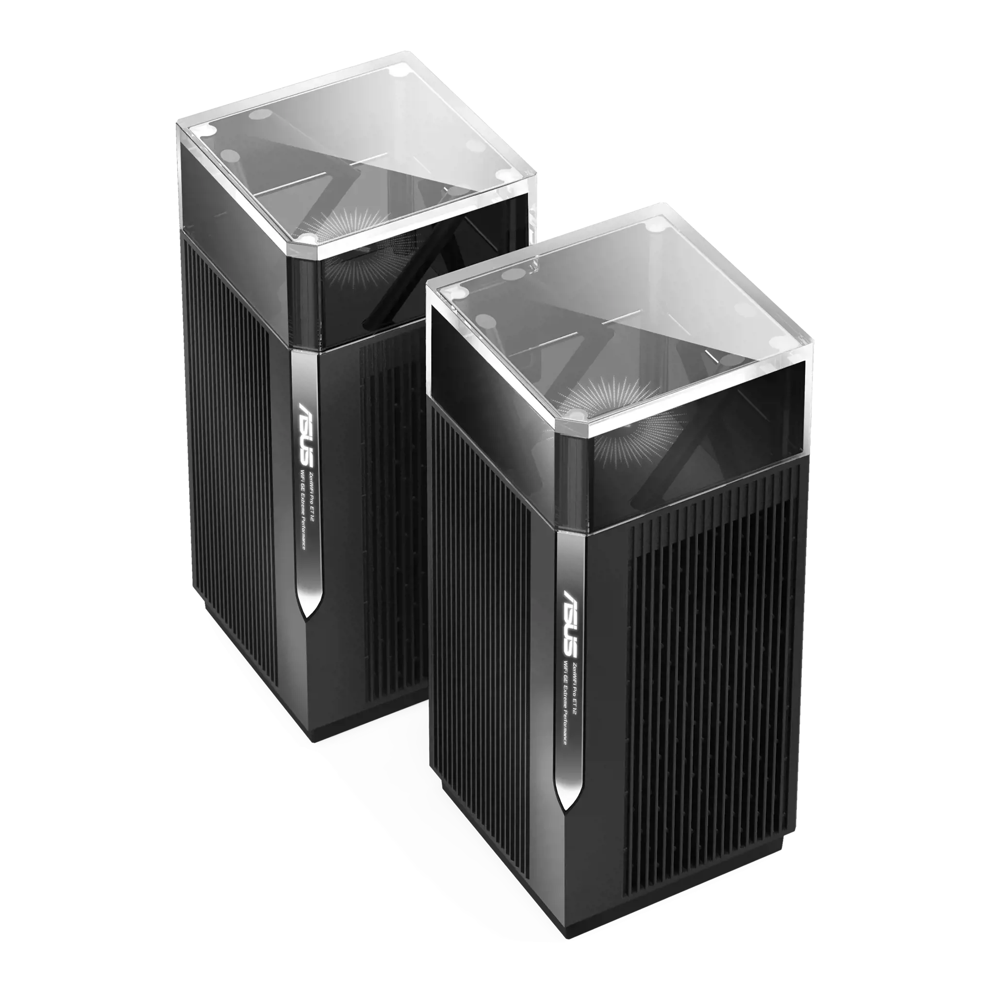 ASUS ZenWiFi Pro ET12, juodas, vidinis, maitinimo, būsenos, trijų dažnių (2,4 GHz / 5 GHz / 6 GHz), "Wi-Fi 6E" (802.11ax), 802.11a, 802.11b, 802.11g, "Wi-Fi 4" (802.11n), "Wi-Fi 5" (802.11ac), "Wi-Fi 6" (802.11ax), "Wi-Fi 6E...