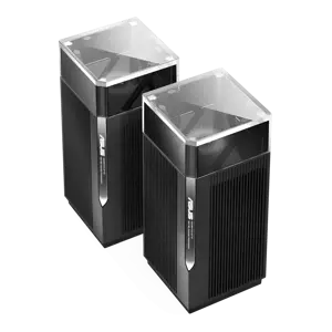 ASUS ZenWiFi Pro ET12, juodas, vidinis, maitinimo, būsenos, trijų dažnių (2,4 GHz / 5 GHz / 6 GHz), "Wi-Fi 6E" (802.11ax), 802.11a, 802.11b, 802.11g, "Wi-Fi 4" (802.11n), "Wi-Fi 5" (802.11ac), "Wi-Fi 6" (802.11ax), "Wi-Fi 6E...