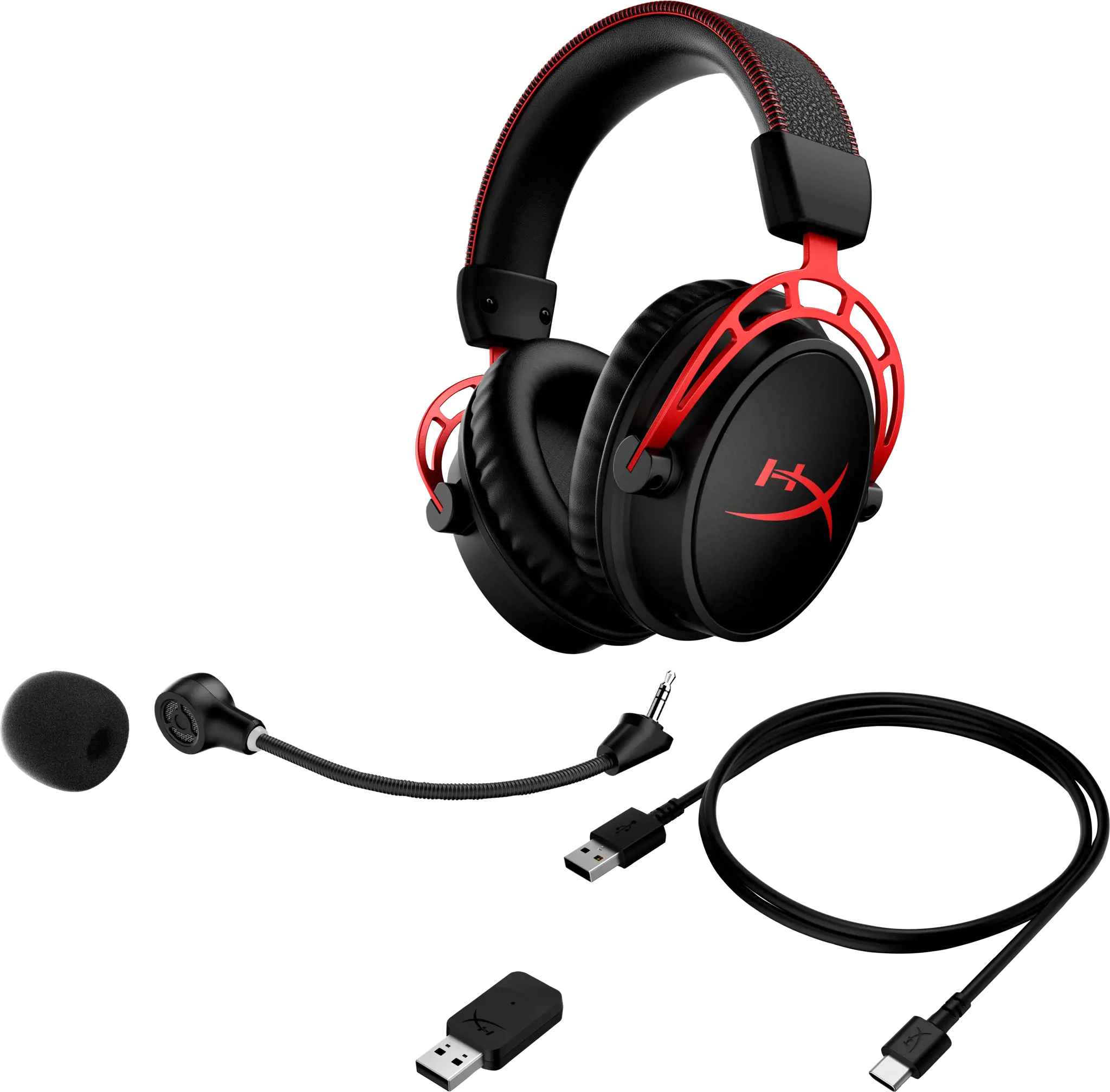 "HyperX Cloud Alpha" - belaidės žaidimų ausinės (juodai raudonos), belaidės, 15 - 21000 Hz, žaidimų, 335 g, ausinės, juodos, raudonos