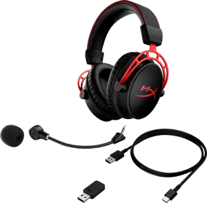 "HyperX Cloud Alpha" - belaidės žaidimų ausinės (juodai raudonos), belaidės, 15 - 21000 Hz, žaidimų, 335 g, ausinės, juodos, raudonos