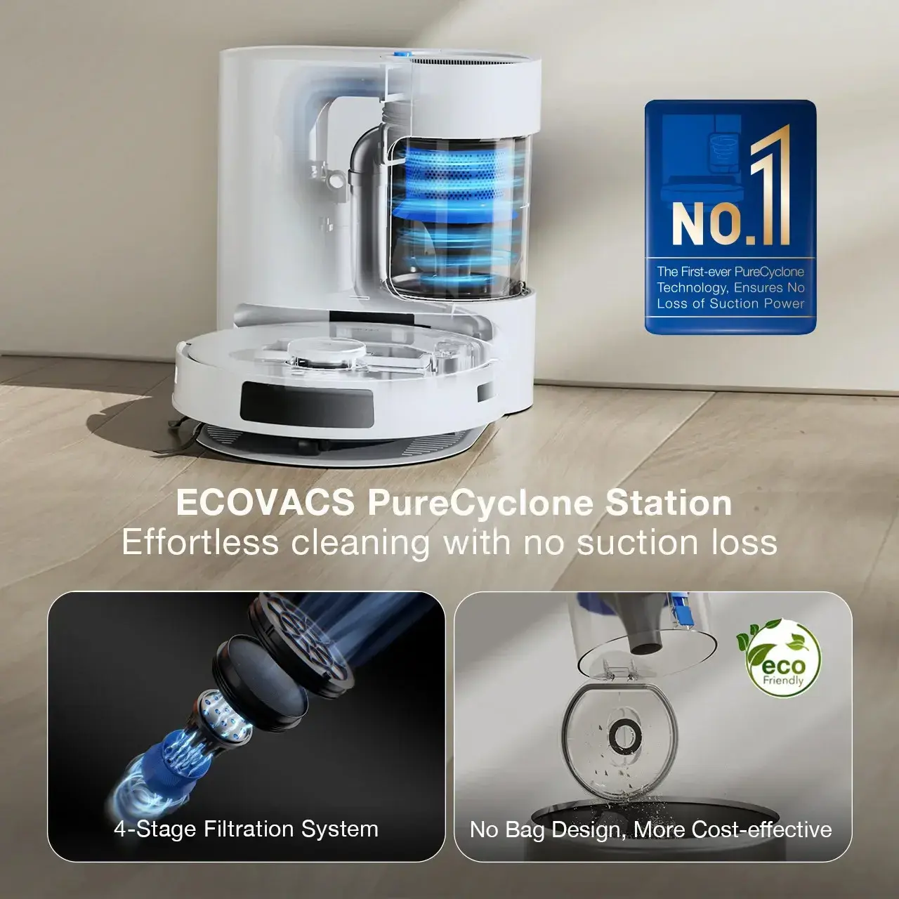 Dulkių siurblys-robotas Ecovacs DEEBOT N20 Plus, Balta