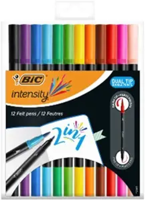 Bic flomasteriai Intensity Dual Tip, dvipusiai, 12 spalvų rinkinys