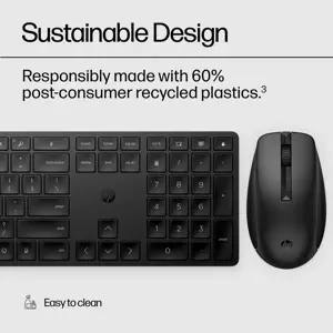 HP 650 belaidis klaviatūros ir pelės komplektas, pilno dydžio (100 %), RF belaidis, membraninis, QWERTY, juodas, pelė pridedama