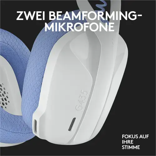 LOGITECH G435 LIGHTSPEED belaidės žaidimų ausinės - BALTOS spalvos