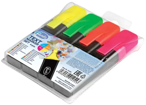 Teksto žymeklių FOROFIS 4 spalvų rinkinys, kirstu antgaliu 1-5 mm / PVC maišelis