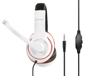 GEMBIRD MHS-03-WTRDBK Stereo ausinės su mikrofonu juodos ir baltos spalvos su raudonu žiedu