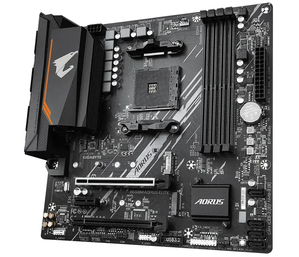 Gigabyte B550M AORUS ELITE, AMD, "Socket AM4", 3 kartos "AMD Ryzen™ 3", 3 kartos "AMD Ryzen 5", 3 kartos "AMD Ryzen™ 7", 3 kartos..., DDR4-SDRAM, 128 GB, DIMM