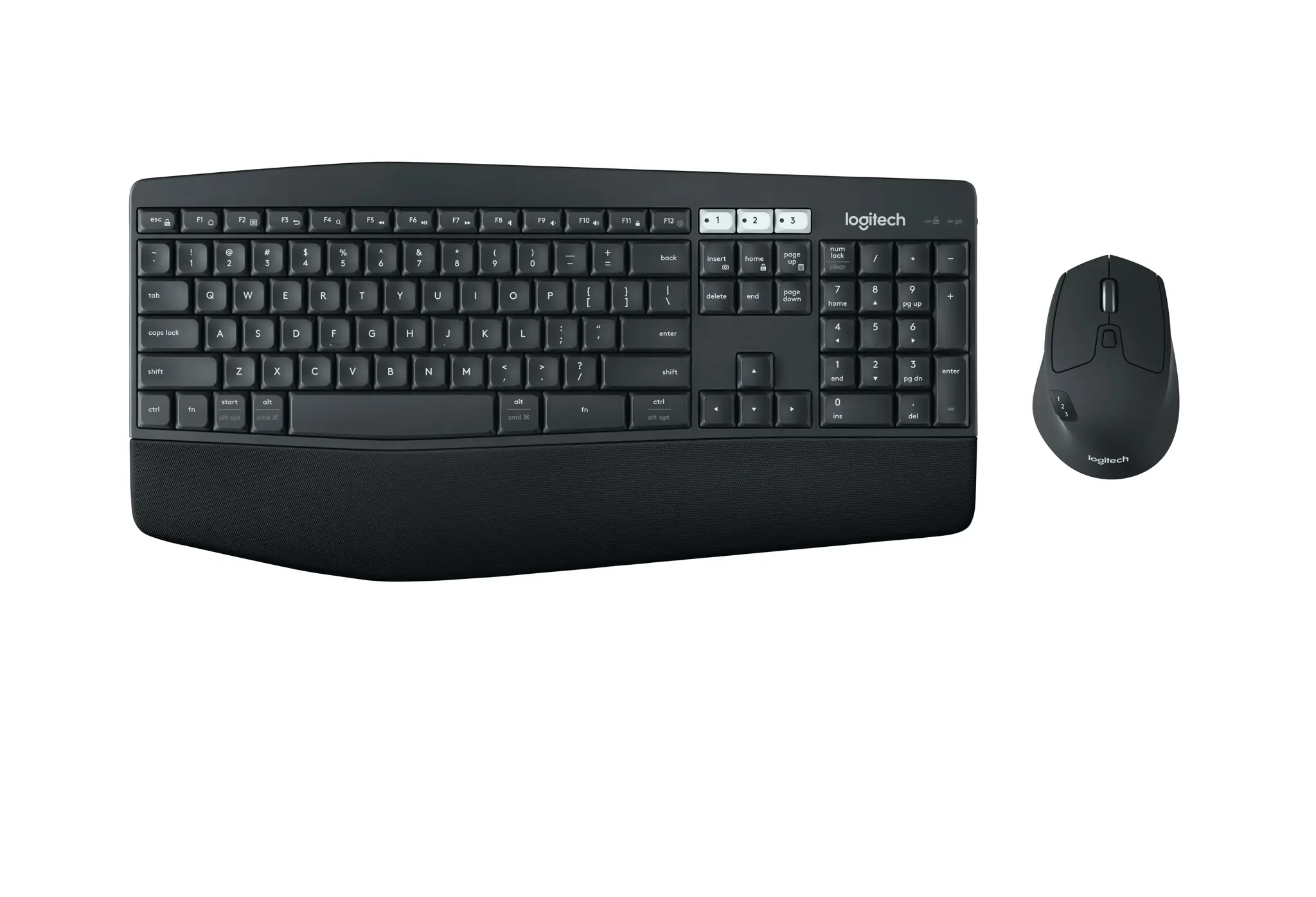 "Logitech MK850 Performance", pilno dydžio (100 %), belaidis, RF belaidis + "Bluetooth", QWERTY, juoda, pelė pridedama