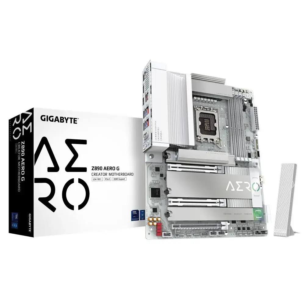 Mainboard GIGABYTE Intel Z890 LGA1851 ATX Memory DDR5 Memory slots 4 1xPCI-Express 4.0 4x. 1xPCI-Express 5.0 8x 1xPCI-Express 5.0 16x 5xM.2 1xHDMI 2xUSB 2.0 4xUSB 3.2 1xUSB-C w/Thunderbolt 1xOptical S/PDIF 2xRJ45 2xAudio port Z890AEROG