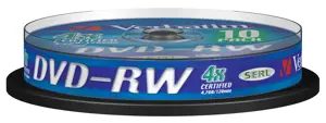VERBATIM DVD-RW 120 min. / 4,7 GB 4x 10 vnt. vijų "DataLife Plus", įbrėžimams atsparus paviršius